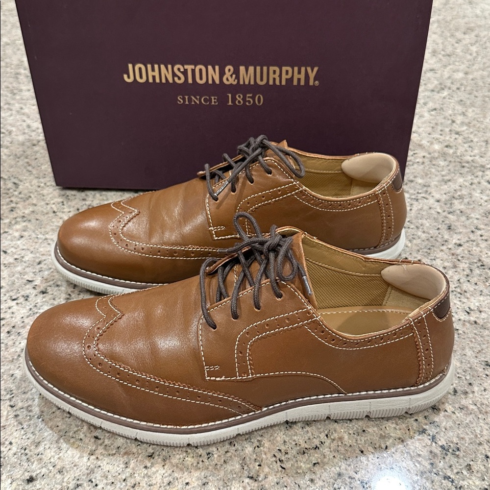 Johnston & Murphy Tan Leather Wingtip Derby Sneakers - Picture 3 of 11